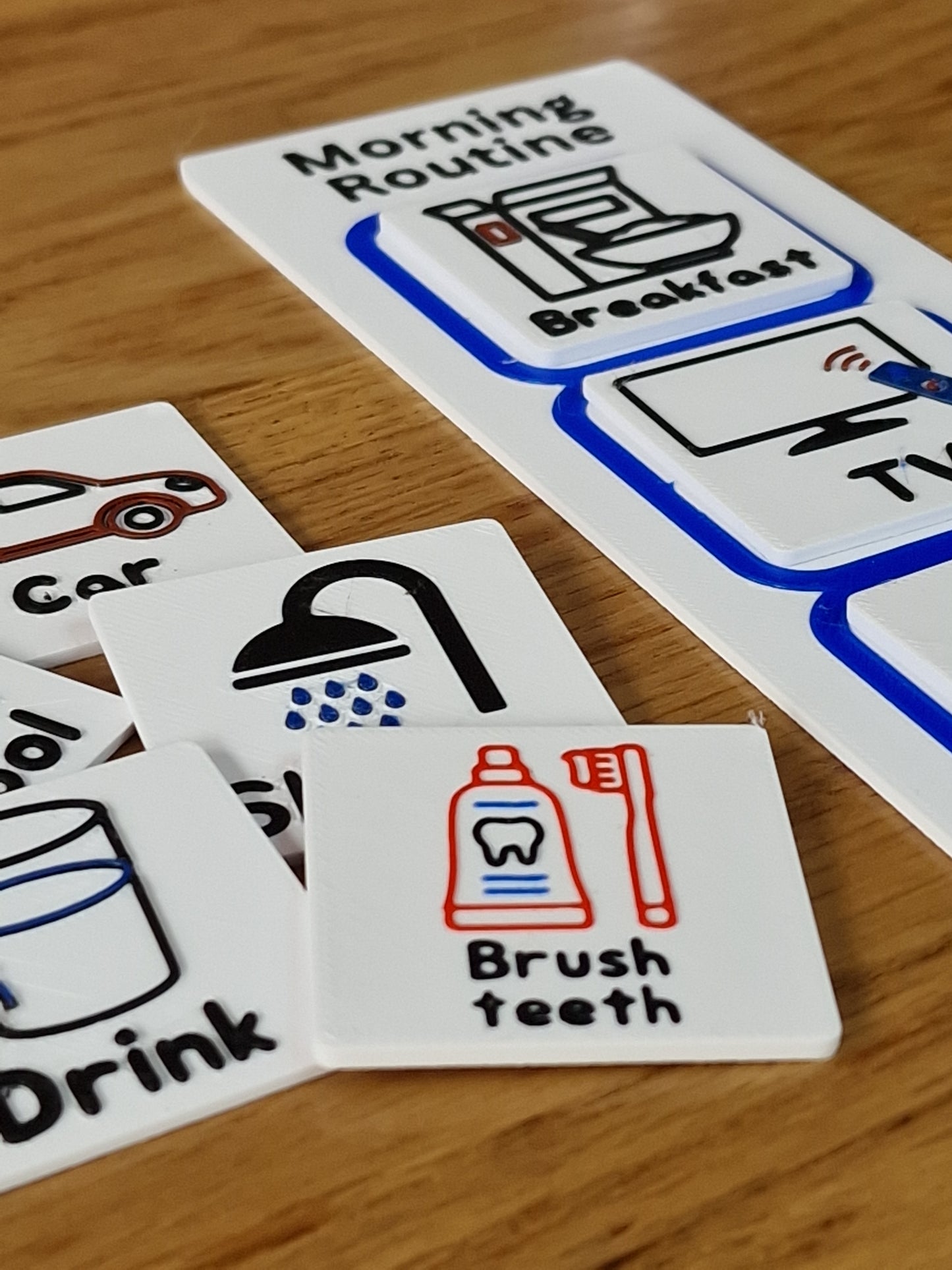 Morning Routine Visual Schedule Board | 3D Printed Autism & SEN Routine Board with Picture Cards