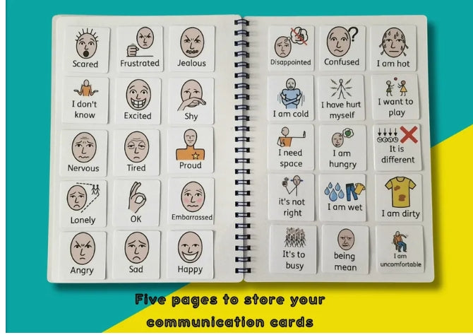 Feelings and emotions Communication Booklet with over 70 emotion, reason and calming down picture cards