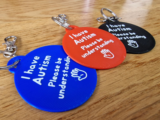 Autism Awareness Keyring – "I Have Autism, Please Be Understanding" | Lightweight 3D Printed