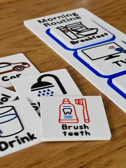 Morning Routine Visual Schedule Board | 3D Printed Autism & SEN Routine Board with Picture Cards