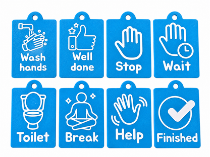 Talkie Tags – Visual Communication Keyring | 8 Everyday Prompt Cards