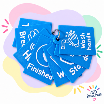 Talkie Tags – Visual Communication Keyring | 8 Everyday Prompt Cards