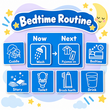 Bedtime Routine Now & Next Board | Visual Routine Cards for Children | 8 Bedtime Talkies