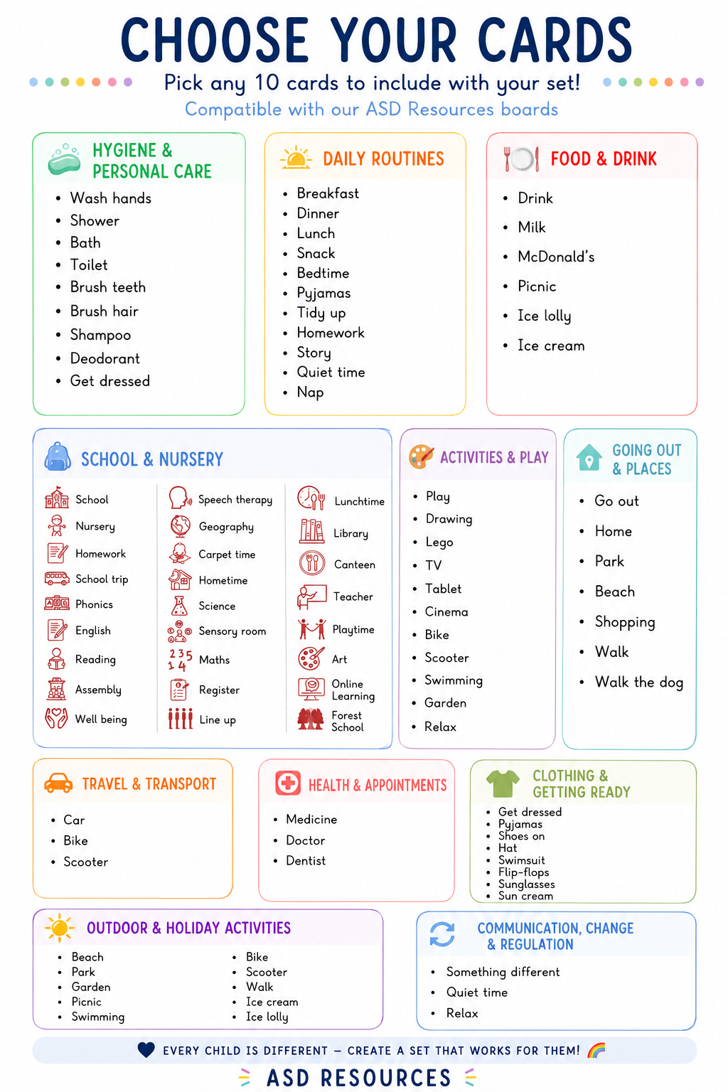 Extra 3D Printed Flashcards – Add to Your Set | Choose Your Own Activity Cards