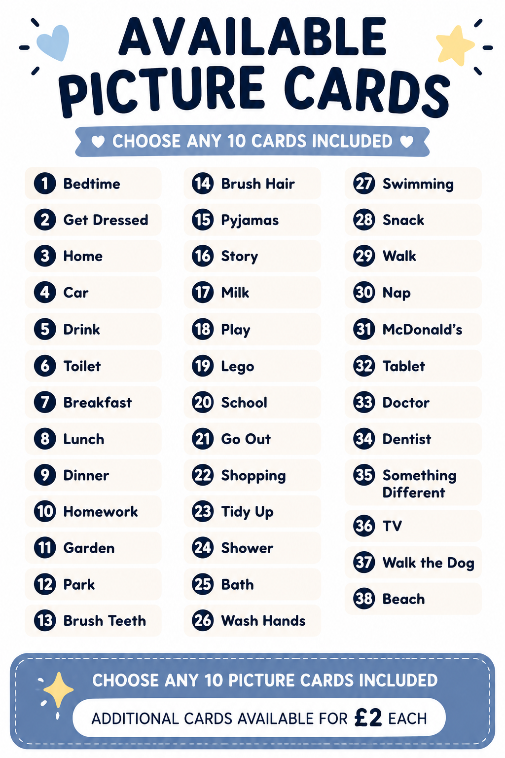 Extra 3D Printed Flashcards – Add to Your Set | Choose Your Own Activity Cards