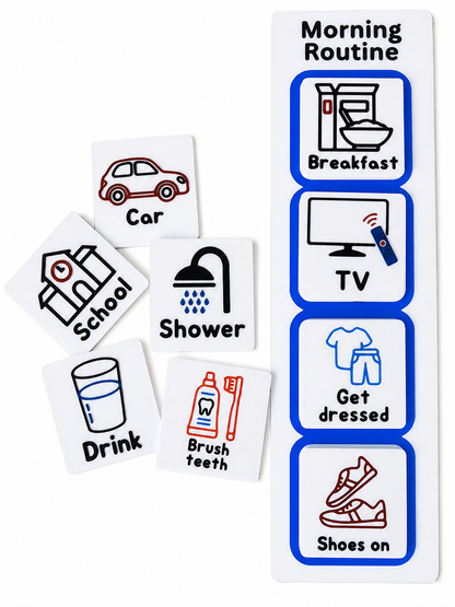 Morning Routine Visual Schedule Board | 3D Printed Autism & SEN Routine Board with Picture Cards