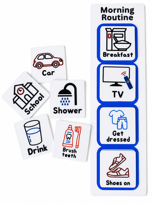 Morning Routine Visual Schedule Board | 3D Printed Autism & SEN Routine Board with Picture Cards