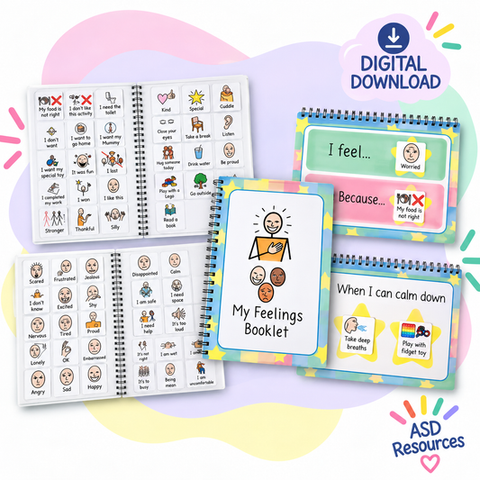 Feelings and emotions Communication Booklet with over 70 emotion, reason and calming down picture cards - Digital download